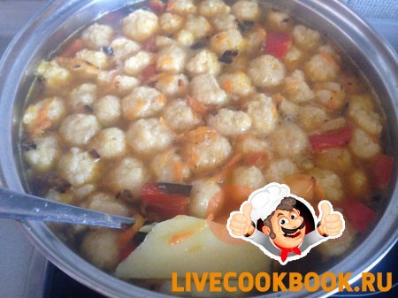 Суп с сырными шариками